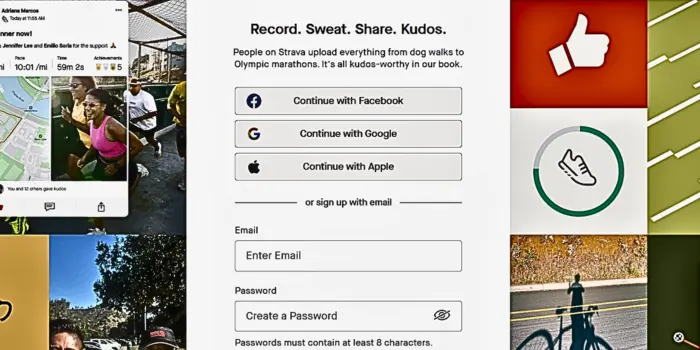 Login Strava with your email